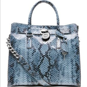 Michael Kors Blue Snakeskin Tote Bag